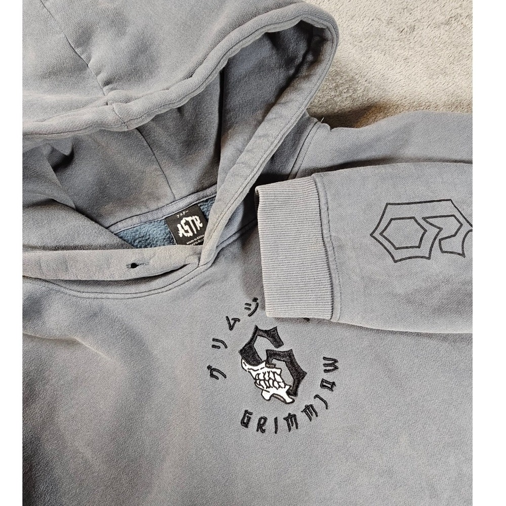 ASTR Grimjow Hoodie Mens L Blue Gray Cotton Pullover Streetwear grunge y2k skate